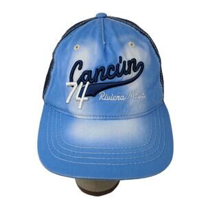 Cancun 74 Riviera Maya Slideback Hat Blue Embroidered Logo One Size Blue